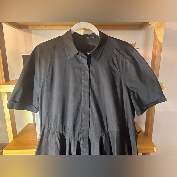 All Saints Black Cotton Shirt Dress with Pockets - size 10 - Picture 2 of 5